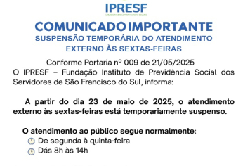 ATENDIMENTO EXTERNO ÀS SEXTAS-FEIRAS