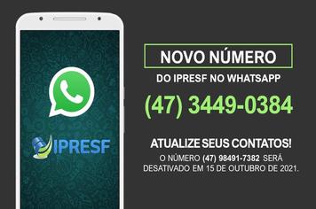 NOVO NÚMERO DO IPRESF NO WHATSAPP: (47) 3449-0384