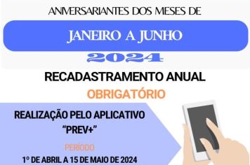 RECADASTRAMENTO 2024 PARA OS NASCIDOS ENTRE OS DIAS 01 DE JANEIRO A 30 DE JUNHO