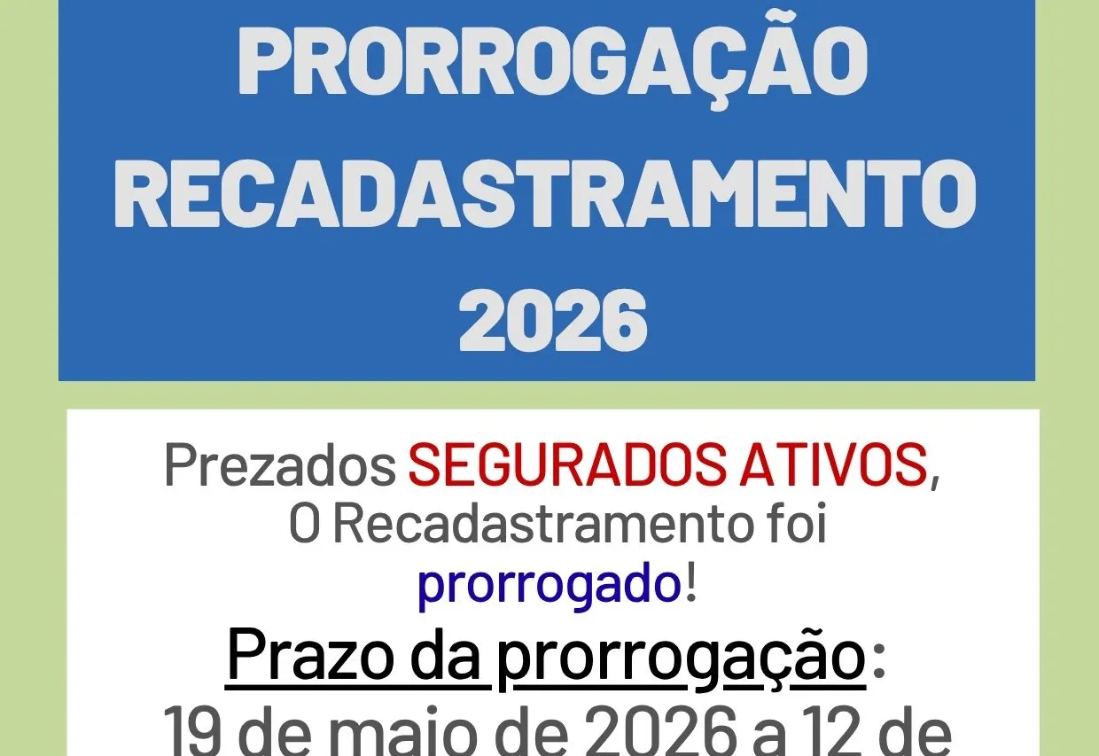 PRORROGAÇÃO DO PRAZO DE RECADASTRAMENTO 2026
