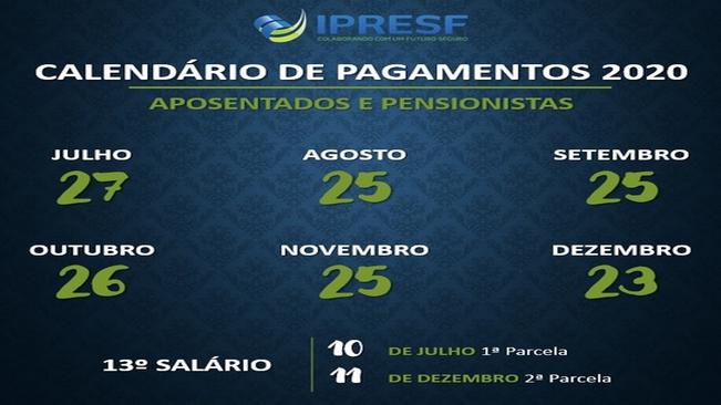 Calendário de pagamentos | 2º Semestre